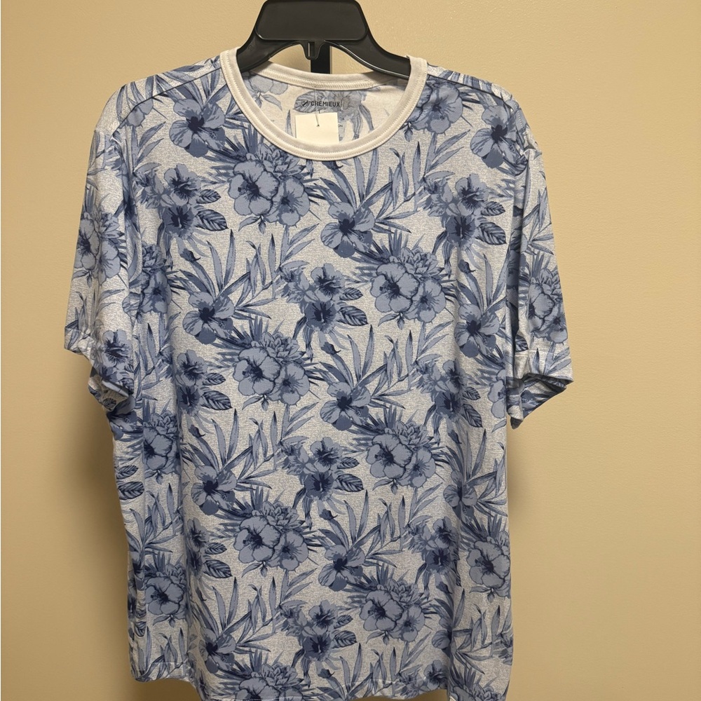 New Cremieux mens large short sleeve floral pullover shirt